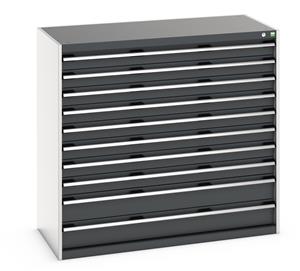 cubio drawer cabinet with 10 drawers. WxDxH: 1300x650x1200mm. RAL 7035/5010 or selected Bott New for 2022
